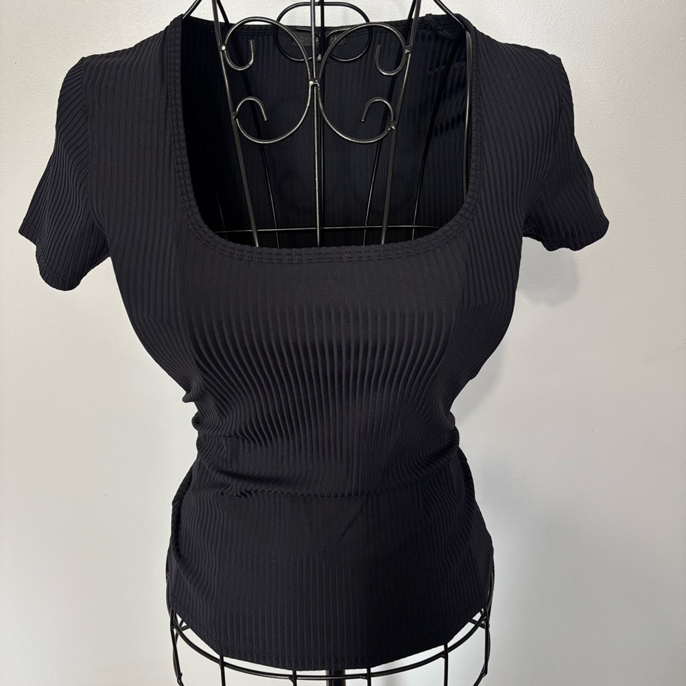 Dynamite Black Ribbed Women's DryFit Top